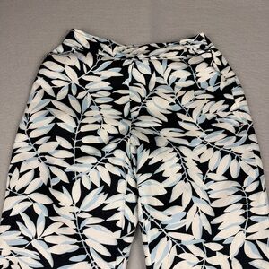 Vintage Harold's Silk Blend Botanical Leaf Print Straight Leg Pants Sz 2